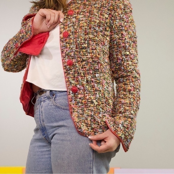 Armani Collezioni gorgeous vibrant tweed jacket lined in silk - Picture 4 of 15